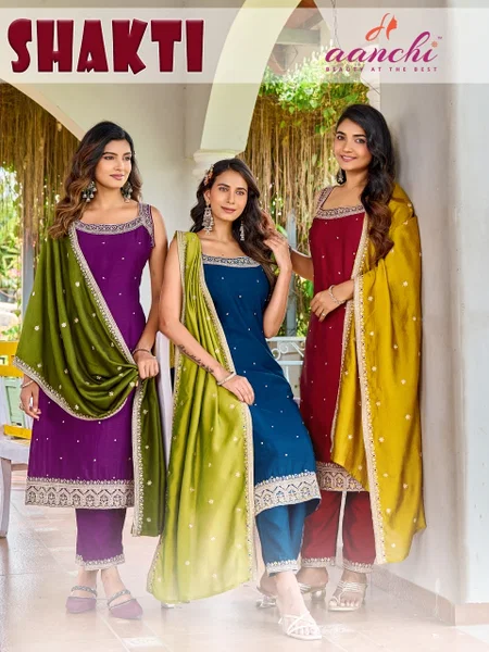 Shakti By Aanchi Vichitra Silk Kurti With Bottom Dupatta 